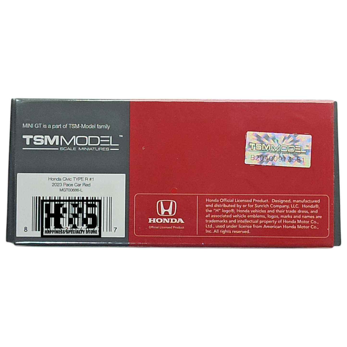 Mini GT 686 Honda Civic Type R #1 2023 Pace Car Red 1/64 Die Cast