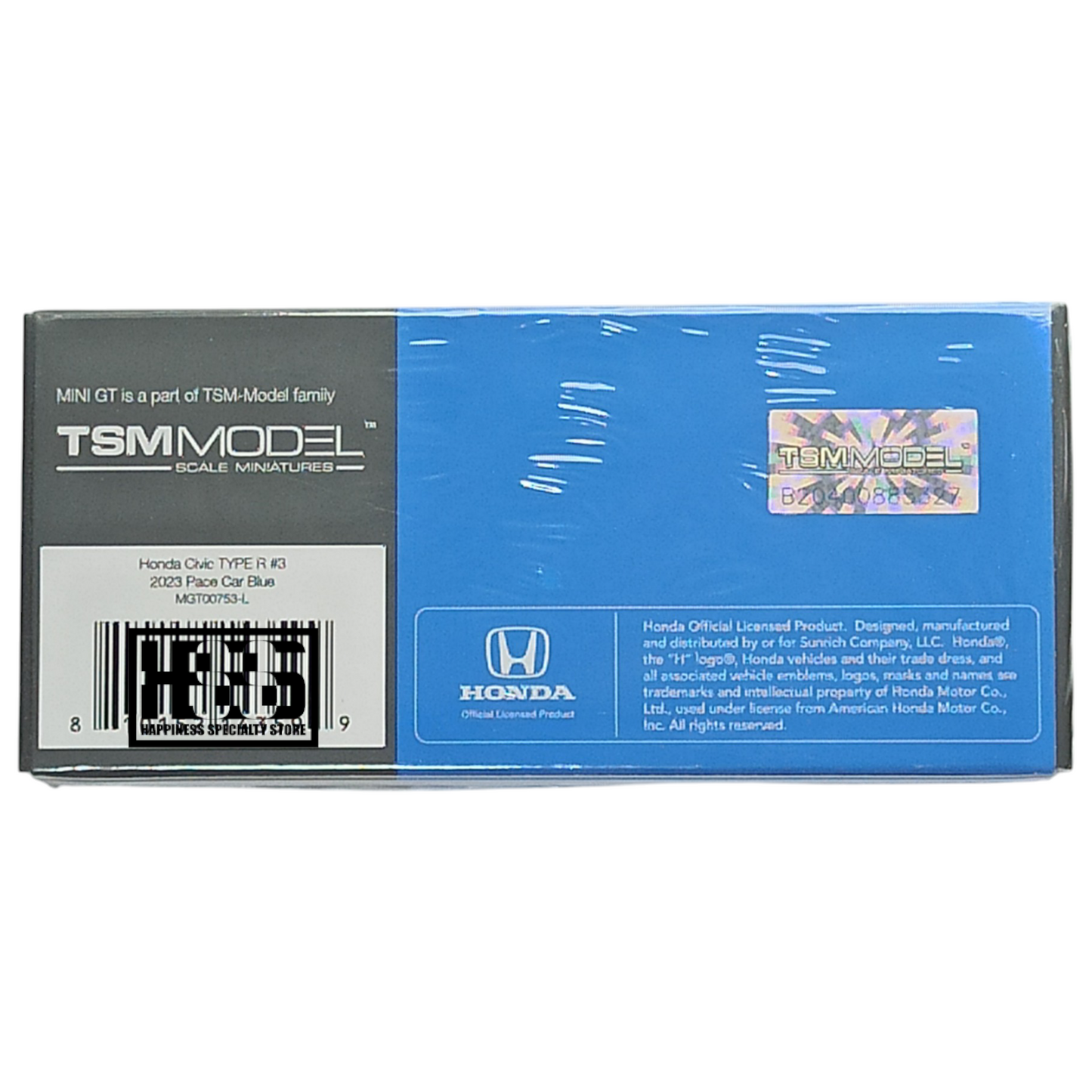 Mini GT 753 Honda Civic Type R #3 2023 Pace Car Blue 1/64 Die Cast