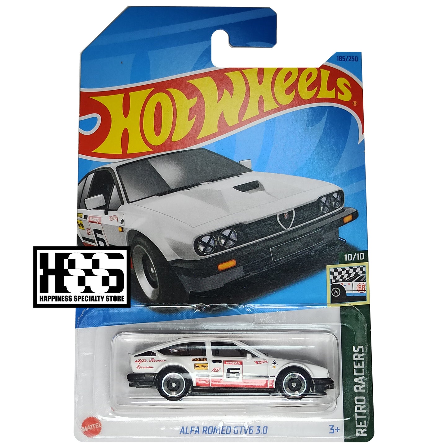 Alfa Romeo GTV6 3.0 Bianco Alfa 2023 Retro Racers Hot Wheels 1/64 Diecast