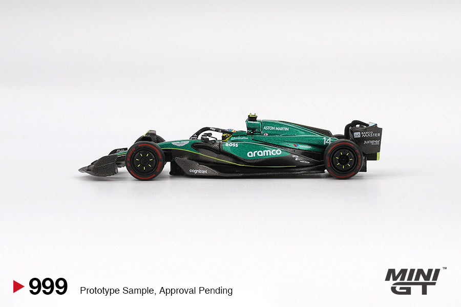 Mini GT Aston Martin AMR24 #14 Fernando Alonso 2024 F1 2024 Bahrain GP MGT00999 1/64 Diecast