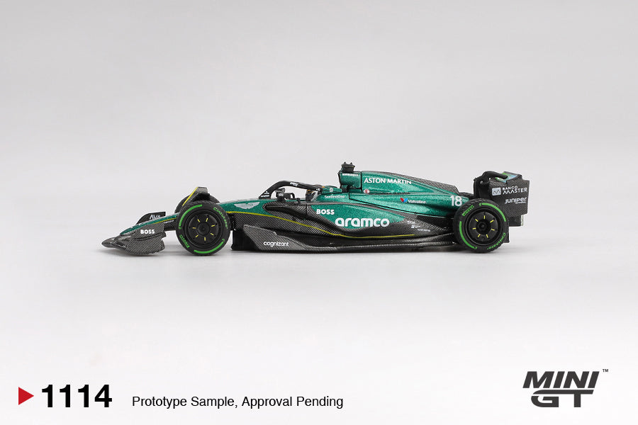 Mini GT Aston Martin AMR24 #18 Lance Stroll 2024 F1 2024 Canadian GP MGT01114 1/64 Diecast