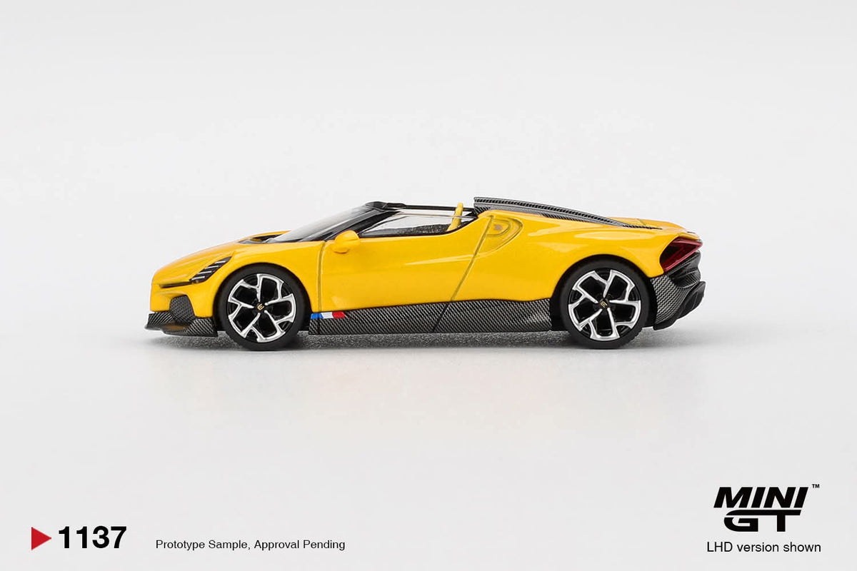 Mini GT Bugatti W16 Mistral Yellow Blister Packaging MGT01137-BL 1/64 Diecast