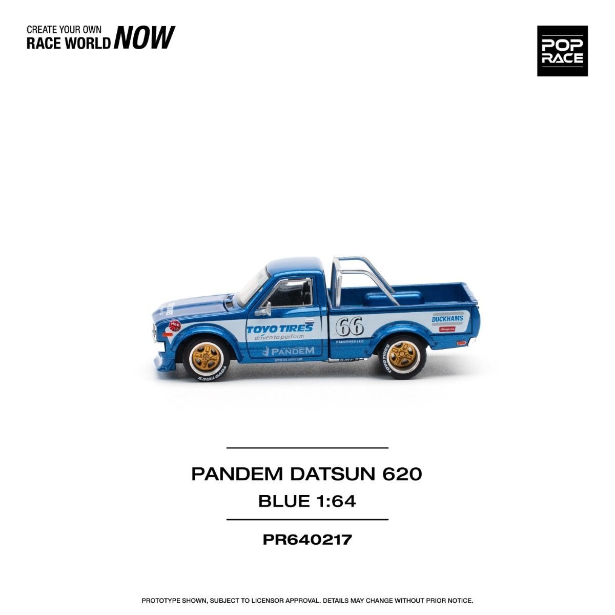 Pop Race Datsun 620 Pandem Blue PR640217 1/64 Die Cast