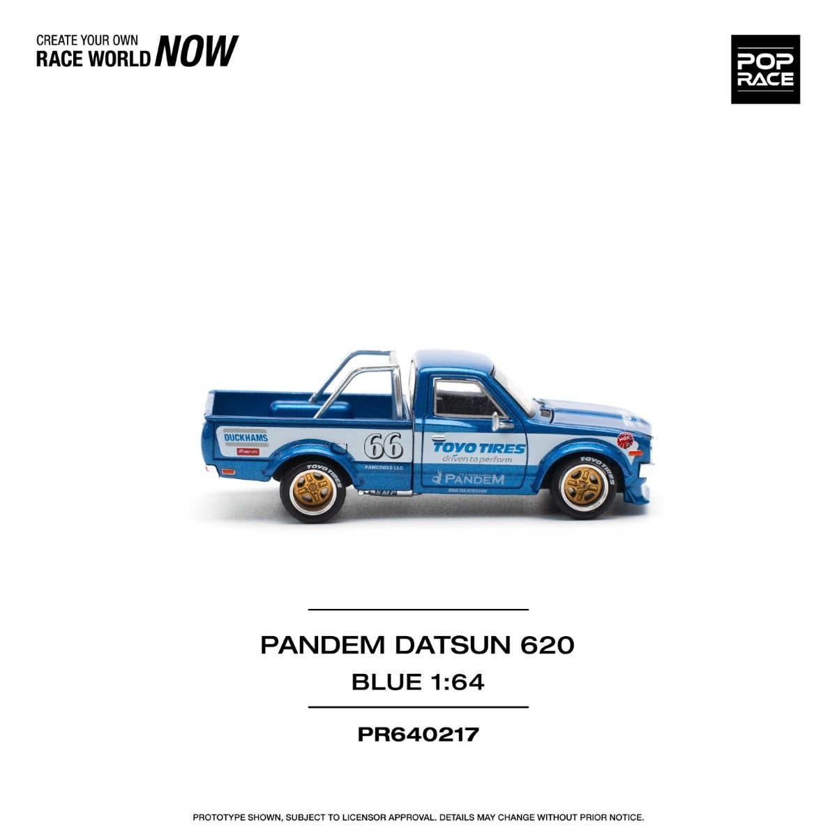 Pop Race Datsun 620 Pandem Blue PR640217 1/64 Die Cast