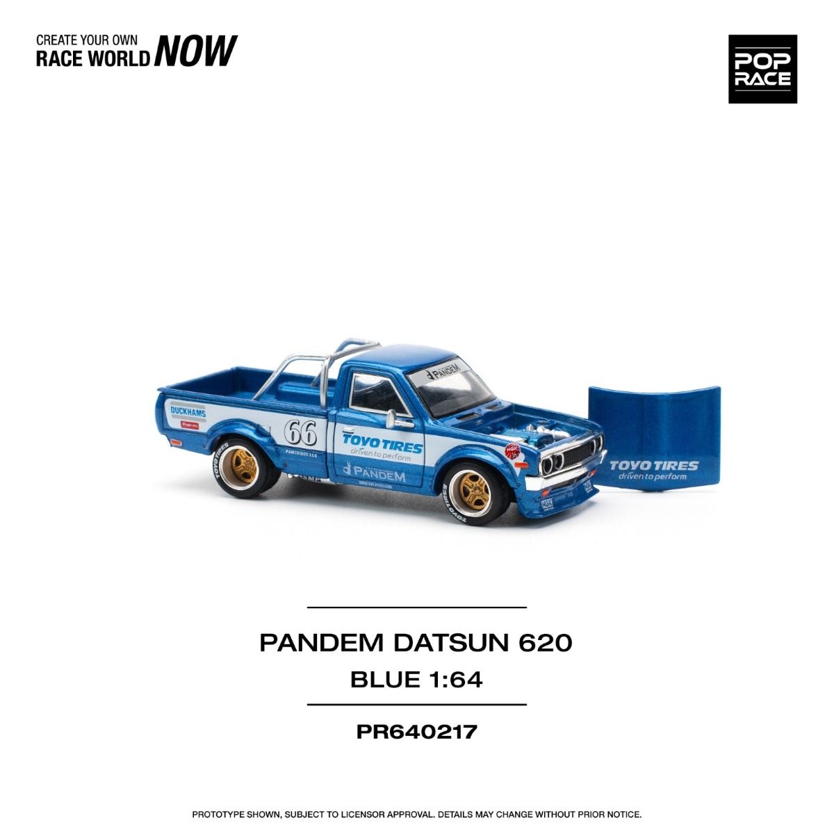 Pop Race Datsun 620 Pandem Blue PR640217 1/64 Die Cast