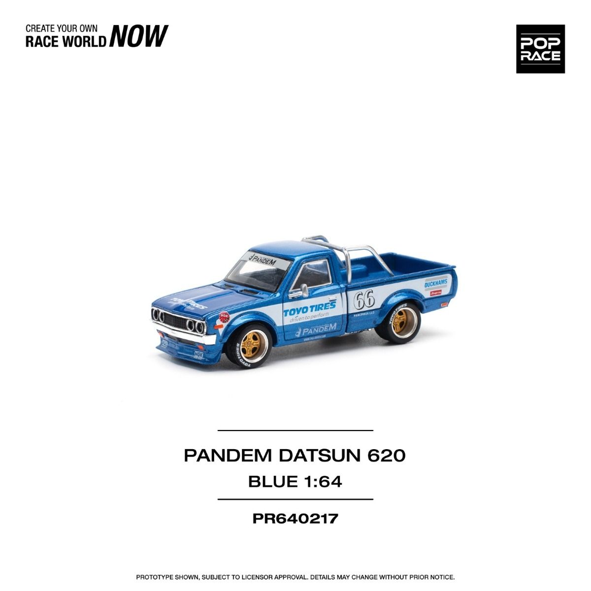 Pop Race Datsun 620 Pandem Blue PR640217 1/64 Die Cast