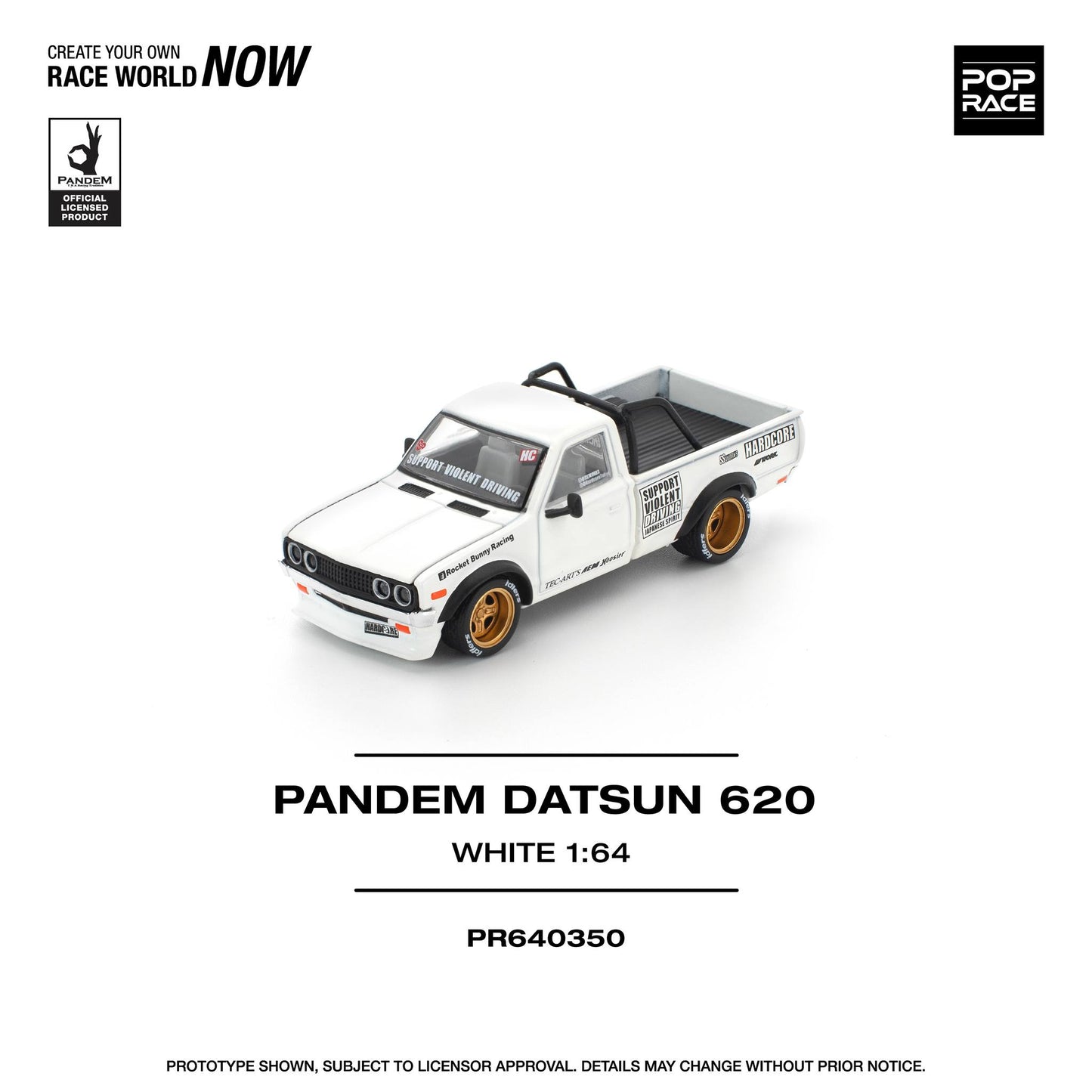 *Pre-Order* Pop Race Datsun Pandem 620 White PR640350 1/64 Die Cast