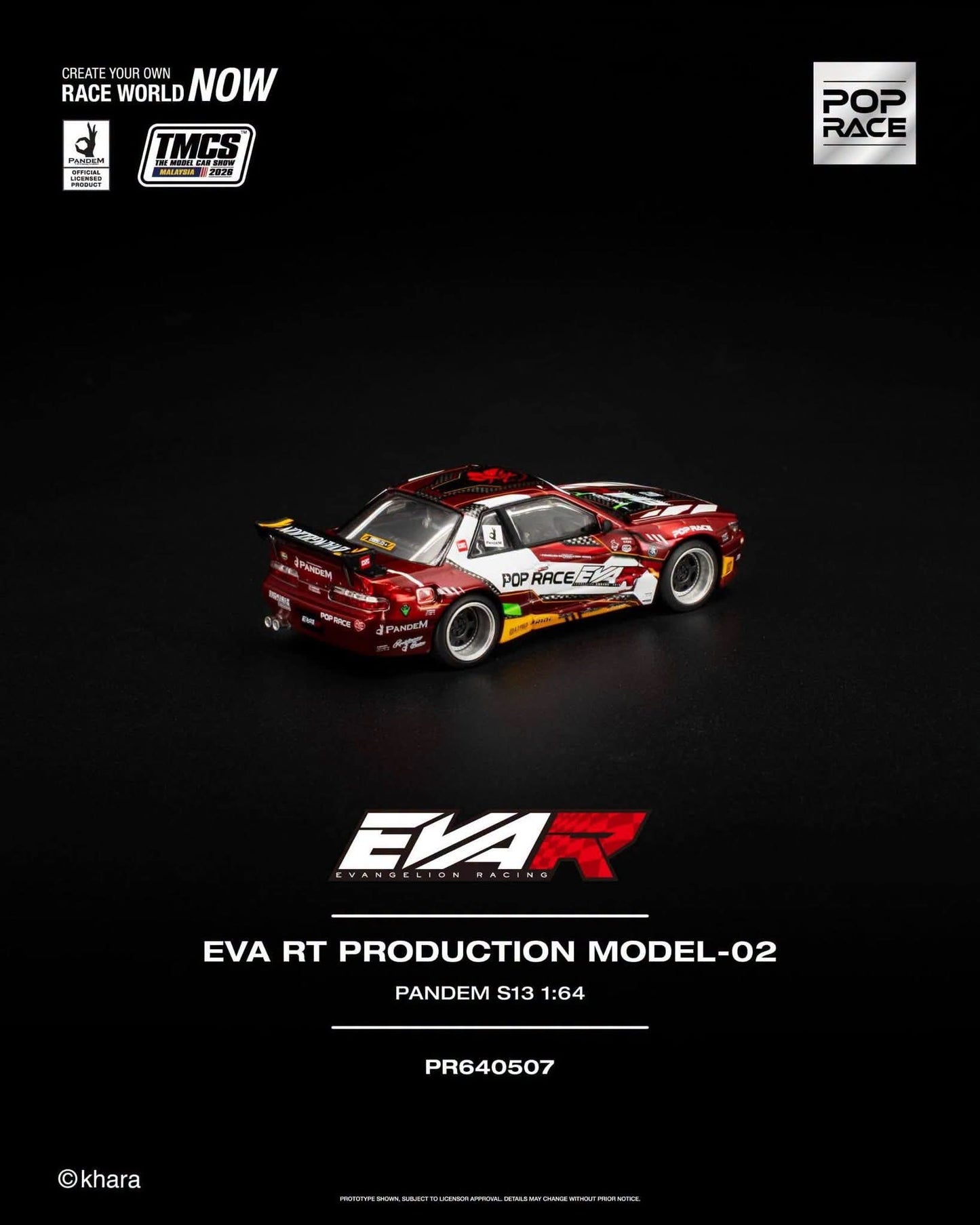 Pop Race EVA RT Production Model-02 Pandem S13 TMCS 2026 PR640507 1/64 Diecast