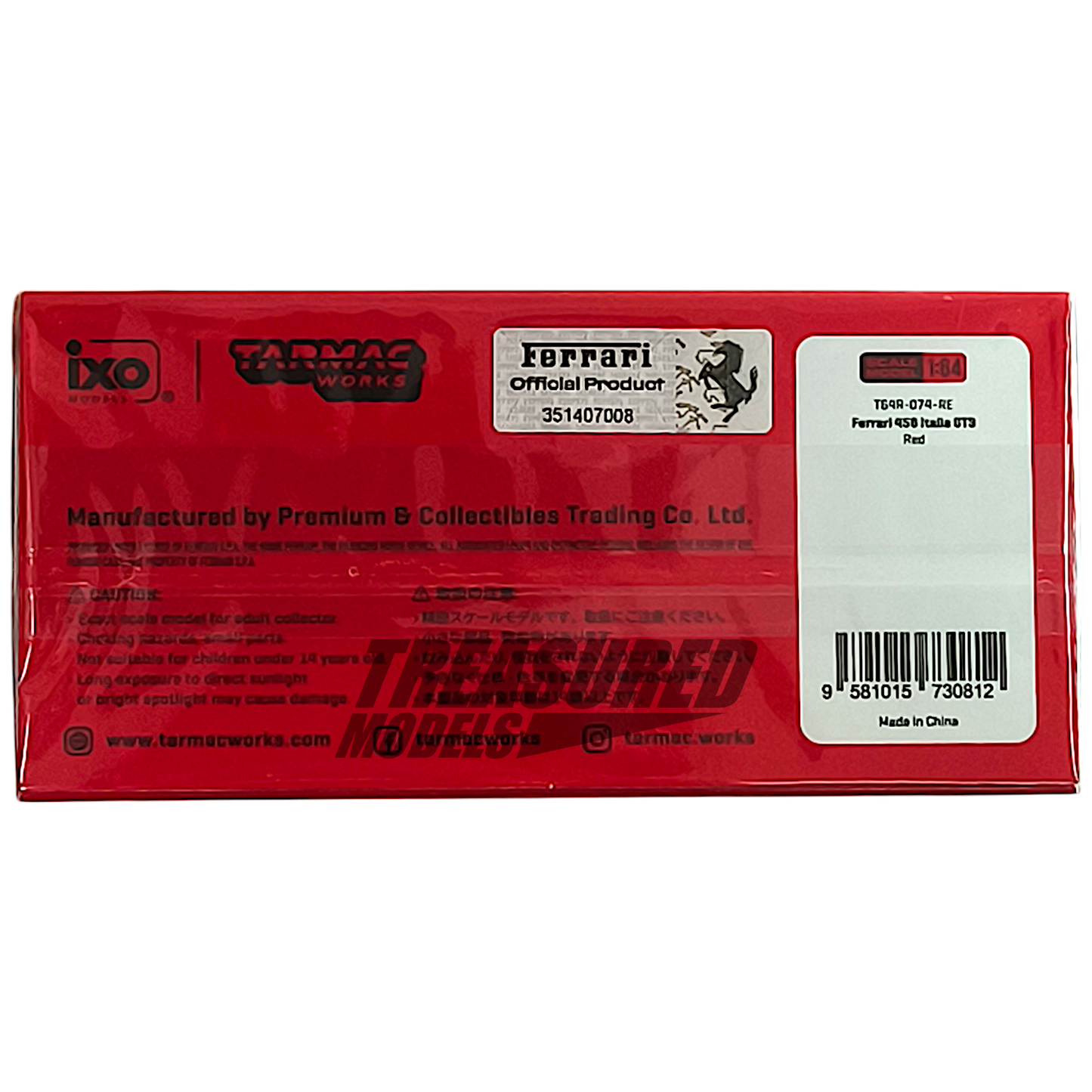 Tarmac Works Ferrari 458 Italia GT3 Red T64R-074-RE 1/64 Diecast