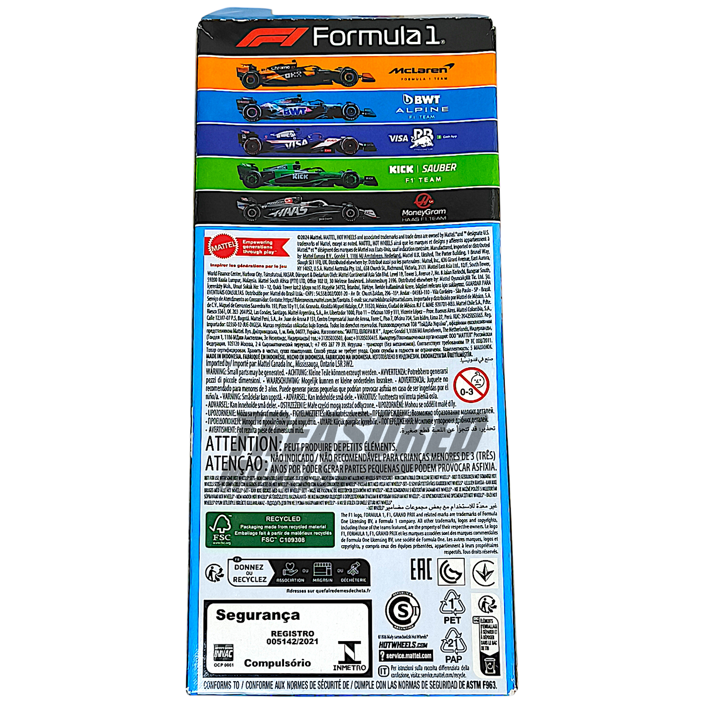 Hot Wheels Formula 1 5 Set Pack 1/64 Die Cast