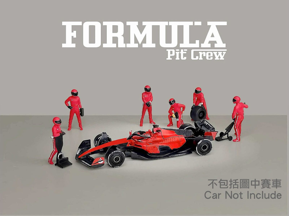 American Diorama Formula Pit Crew Figures – Team Red 6pcs Set AD2443 1/64 Diecast