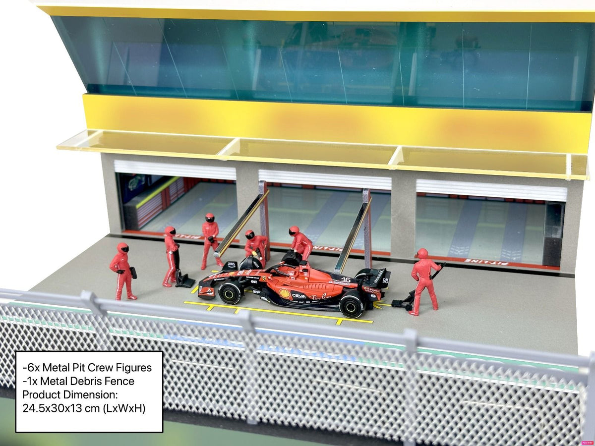 American Diorama Grand Prix Paddock Diorama w LED Lights – Team Red (Include 6 Pit Crew Figures) AD2447GF 1/64 Diecast
