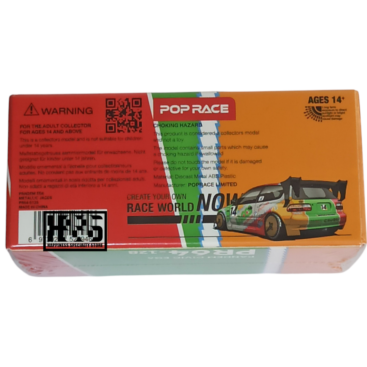 Pop Race Honda Civic EG6 Pandem PR64-128 1/64 Die Cast