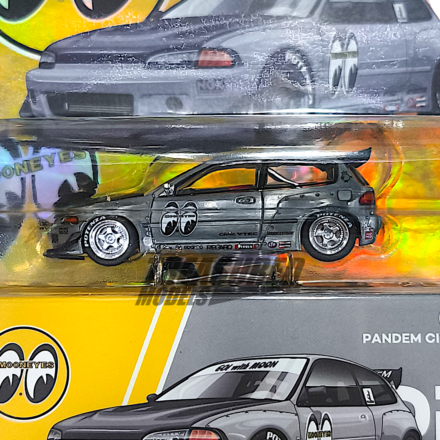 Pop Race CHASE Honda Civic EG6 Pandem v1.5 Mooneyes Enigma Exclusive PRE010 1/64 DIecast