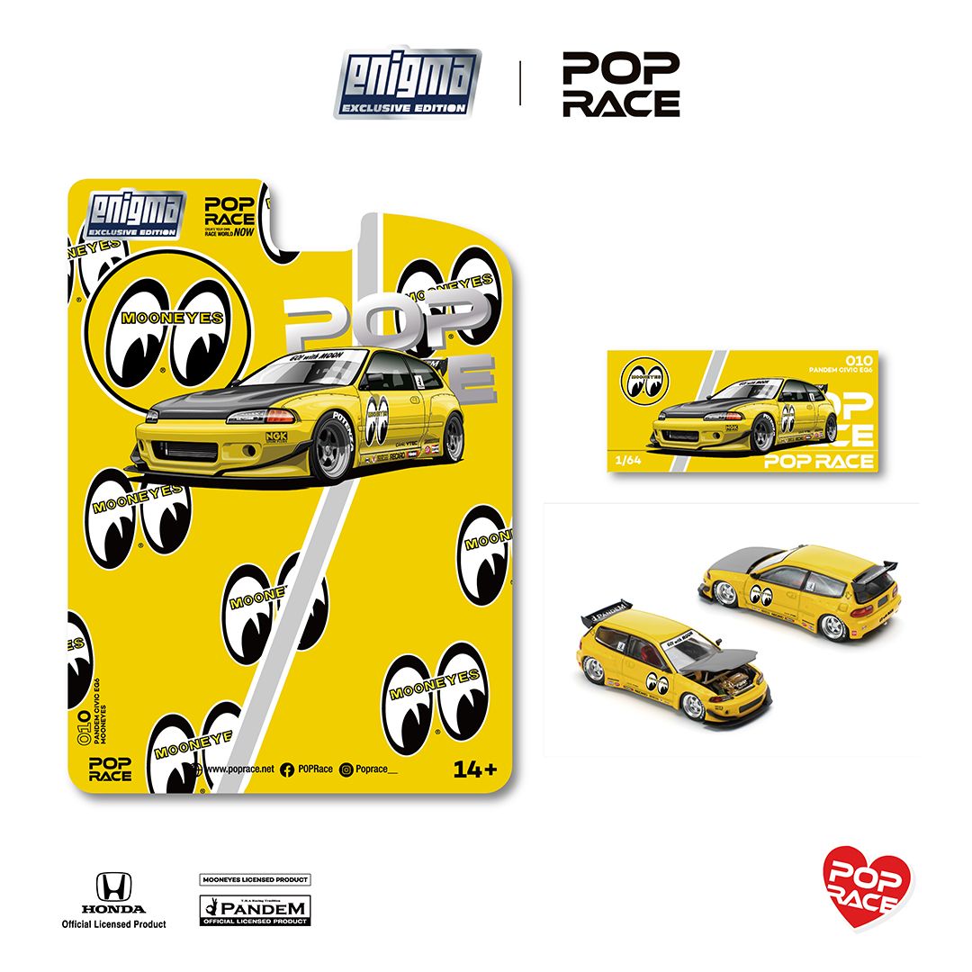 Pop Race Honda Civic EG6 Pandem v1.5 Mooneyes Enigma Exclusive PRE010 1/64 Diecast