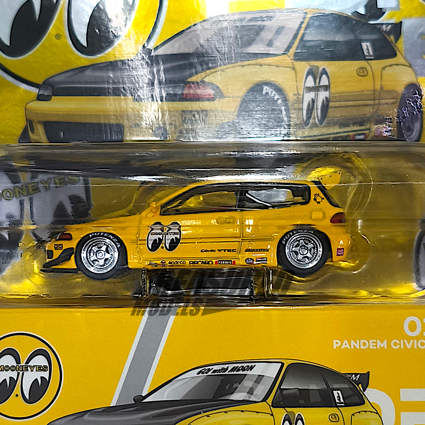Pop Race Honda Civic EG6 Pandem v1.5 Mooneyes Enigma Exclusive PRE010 1/64 Diecast