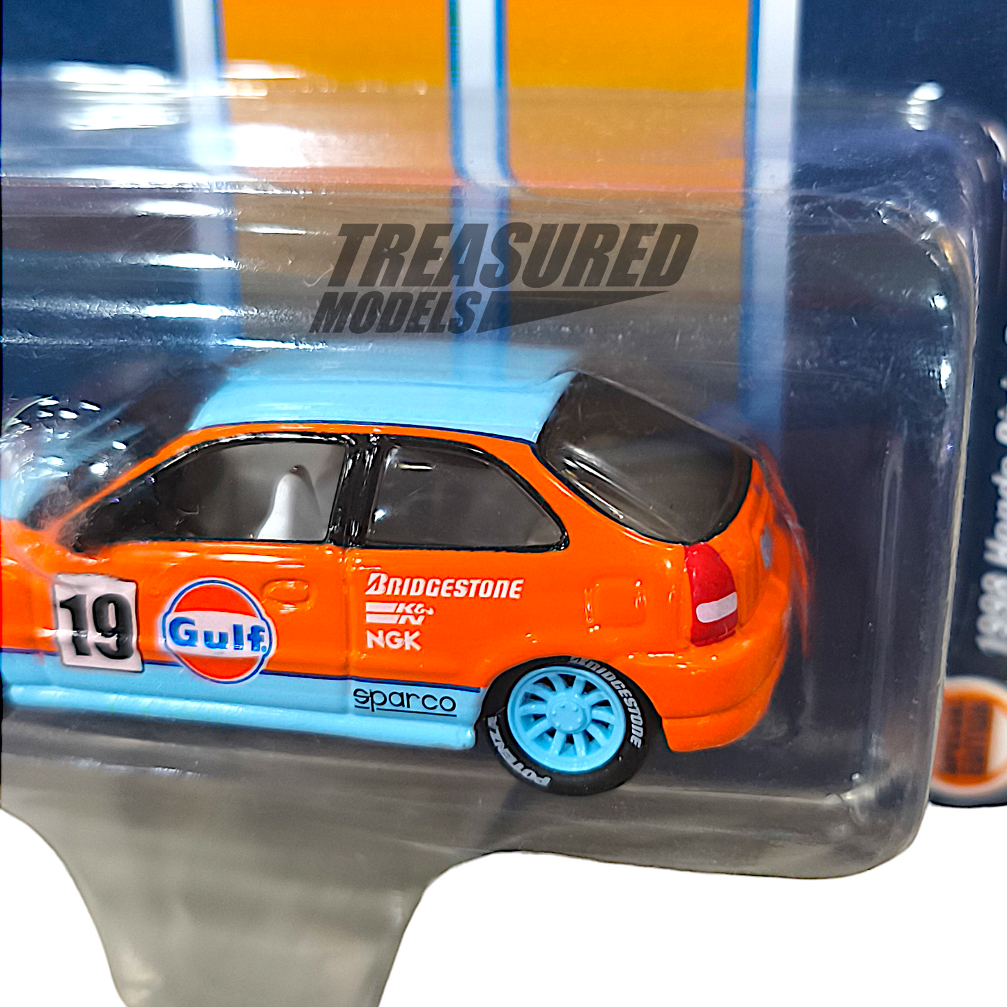 Johnny Lightning CHASE+Regular Honda Civic EK9 Chase Gulf 1 of 3600 Mijo Exclusive 1/64 Diecast