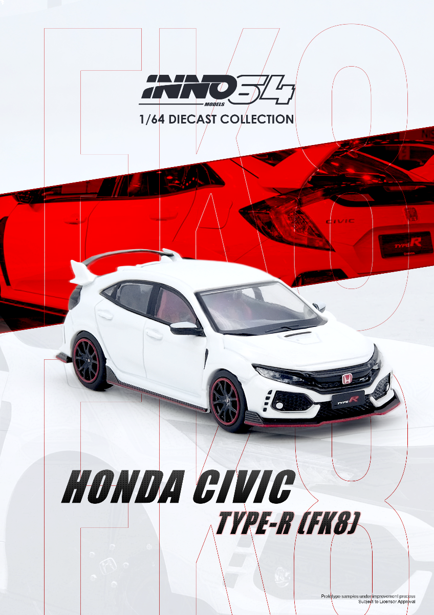 Inno64 Honda Civic Type-R FK8 White IN64-FK8-WHI 1/64 Diecast