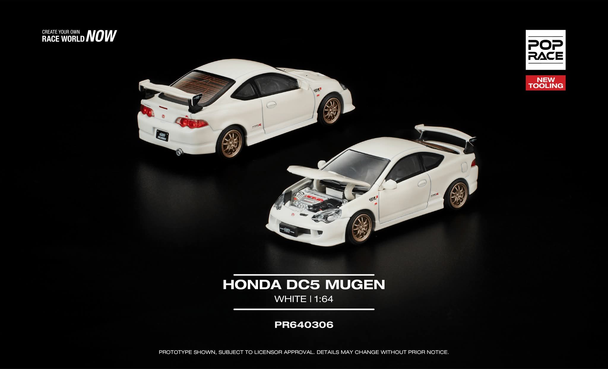 Pre-Order] Pop Race Honda DC5 Mugen White PR640306 1/64 Diecast
