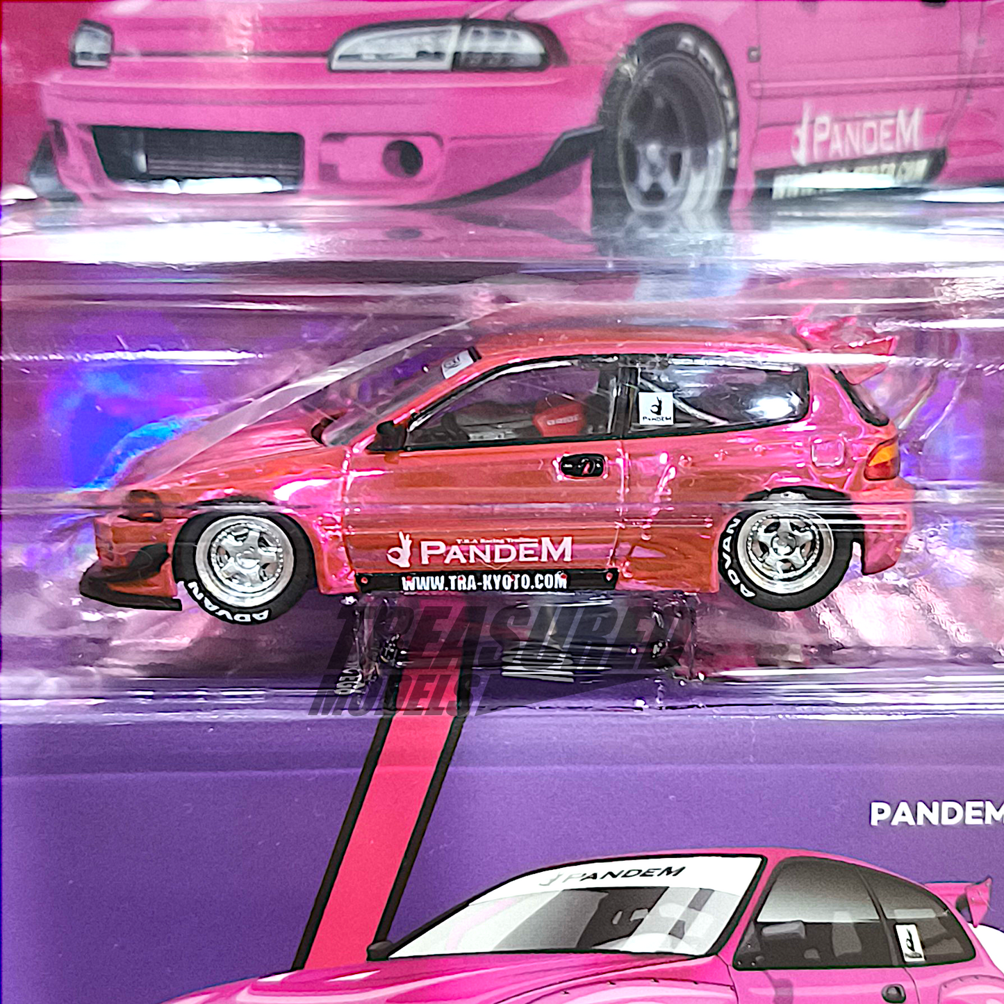 Pop Race CHASE Honda Pandem Civic EG6 - Pink GRP-PRE008 1/64 Diecast