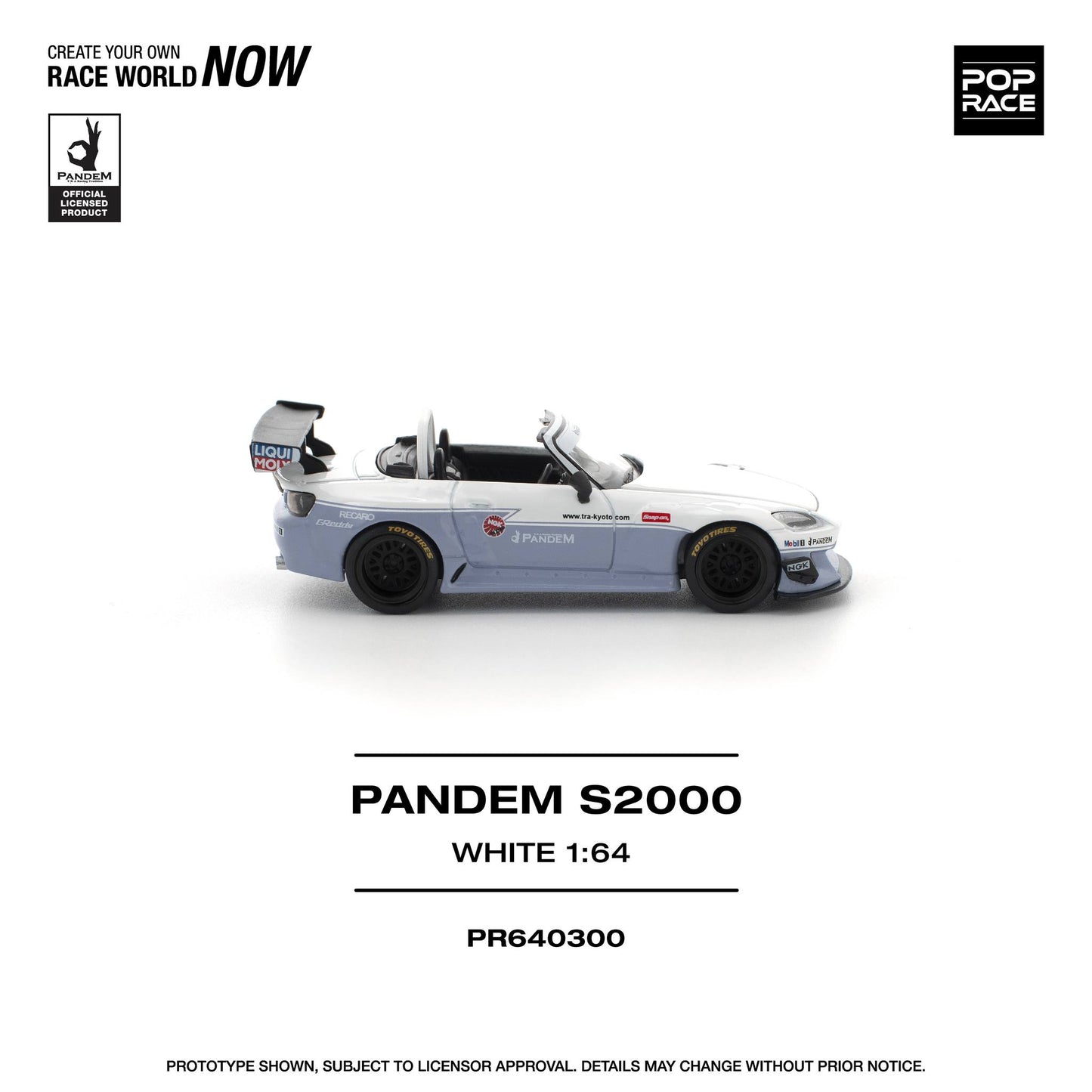 *Pre-Order* Pop Race Honda Pandem S2000 White PR640300 1/64 Die Cast