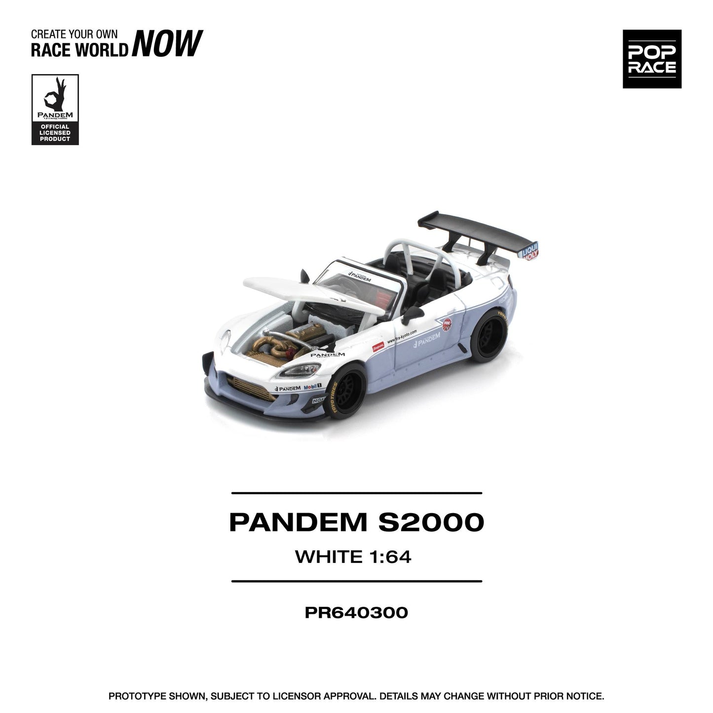 *Pre-Order* Pop Race Honda Pandem S2000 White PR640300 1/64 Die Cast