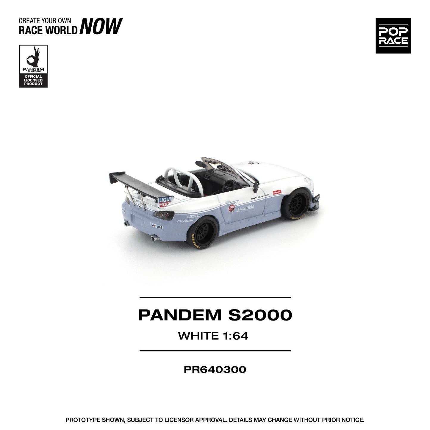 *Pre-Order* Pop Race Honda Pandem S2000 White PR640300 1/64 Die Cast