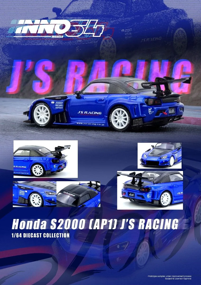 Inno64 Honda S2000 J'S Racing Blue IN64-S2000JS-BLUE 1/64 Diecast