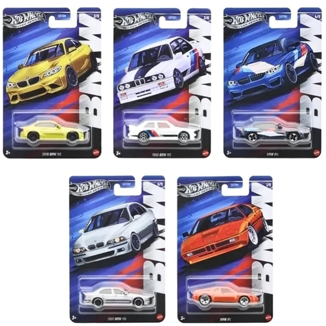 Hot Wheels BMW Theme Set of 5 Silver Series 2025 1/64 Die Cast