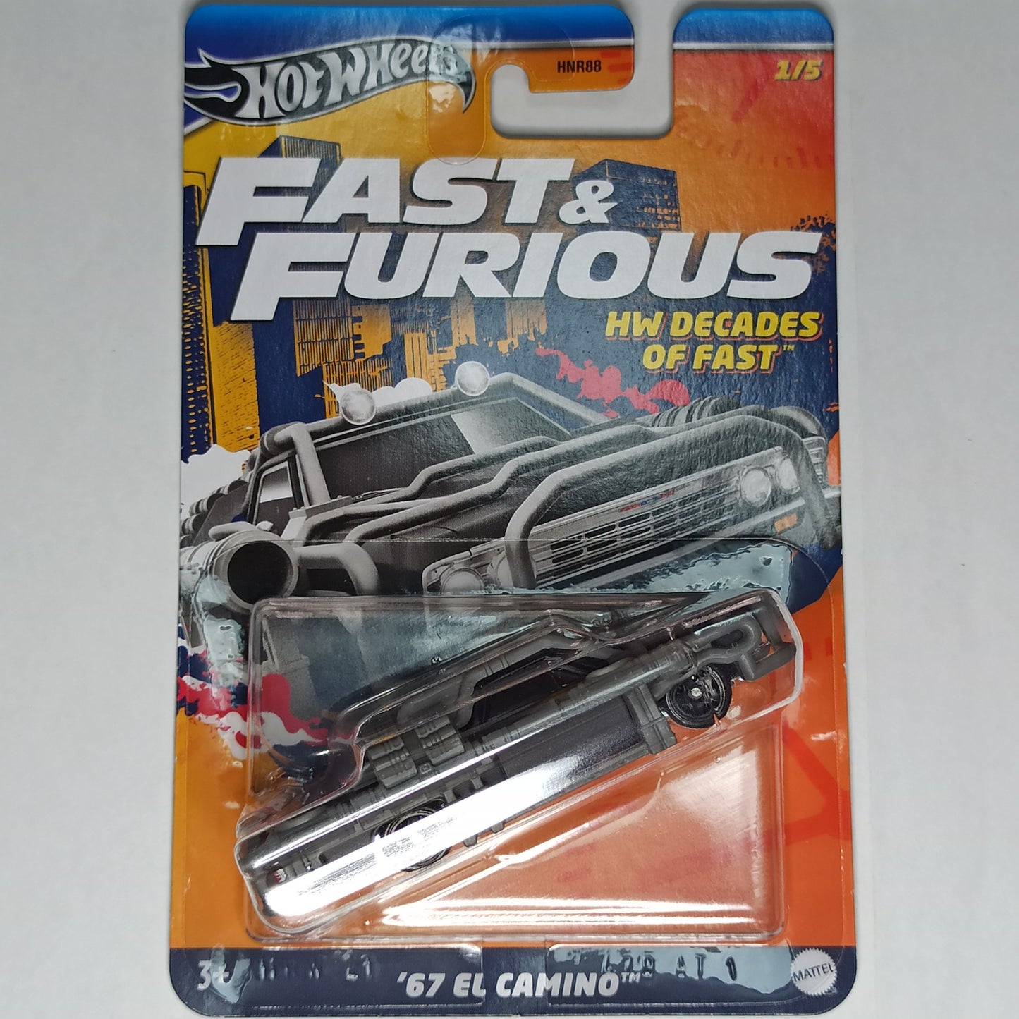 Hot Wheels Fast & Furious Chevrolet 1967 El Camino Matte Black 2024 Premium HW Decades of Fast 1/64 Diecast