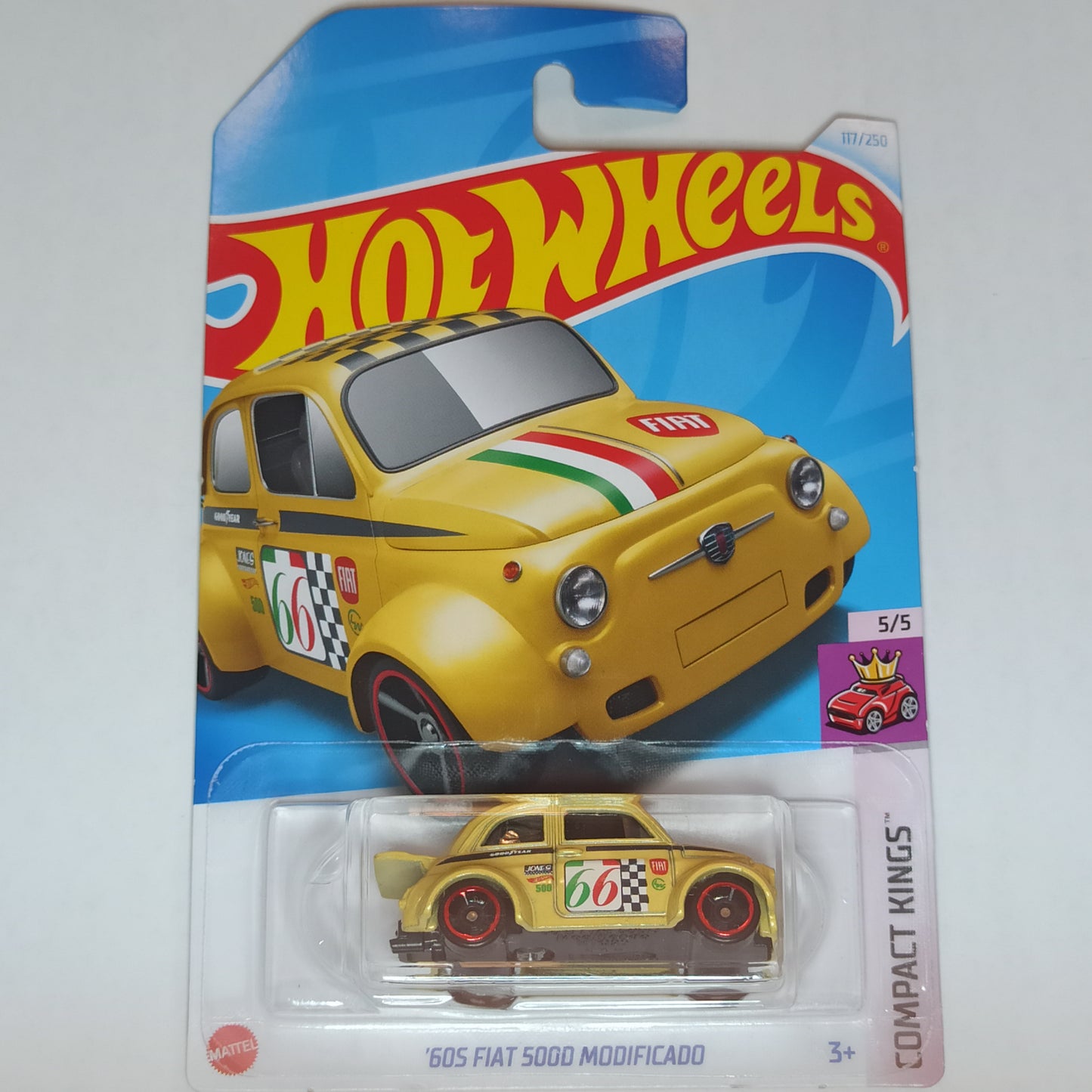 Hot Wheels Fiat 60s 500D Modificado Metallic Light Yellow 2024 Compact Kings 1/64 Diecast