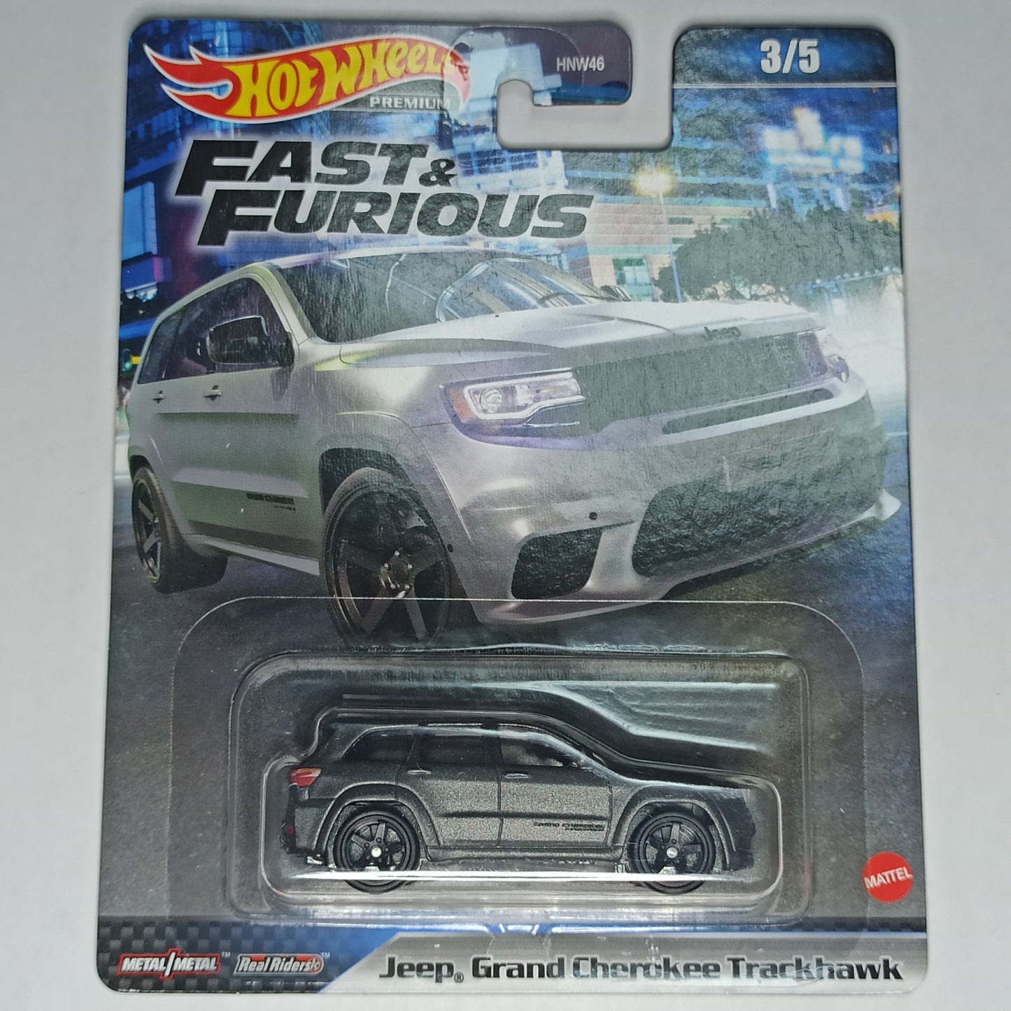 Hot Wheels Jeep Grand Cherokee Trackhawk Matte Granite Crystal Metallic 2023 Premium Fast & Furious Mix 1 1/64 Diecast
