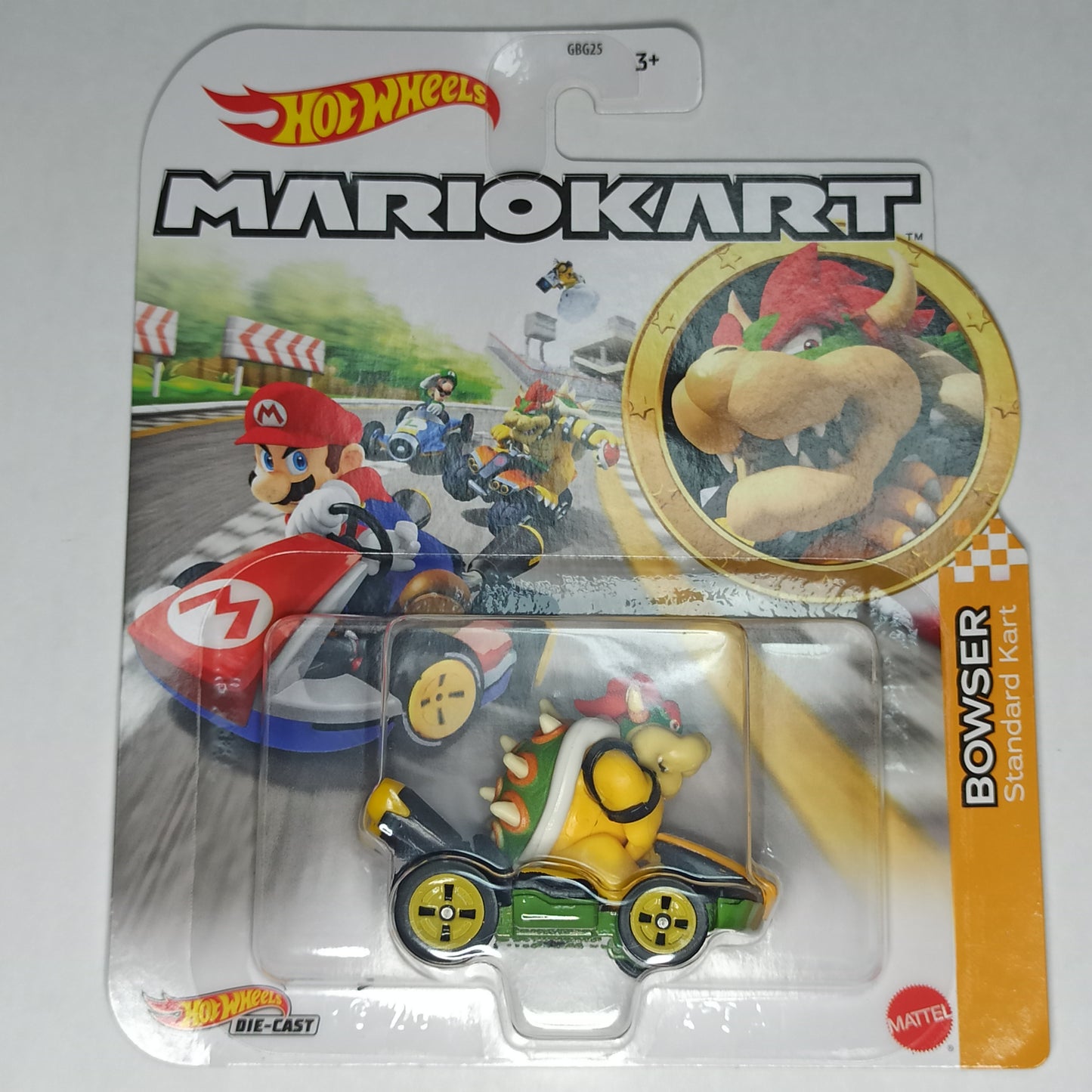 Hot Wheels Mario Kart Bowser Standard Kart Yellow 2023 1/64 Diecast