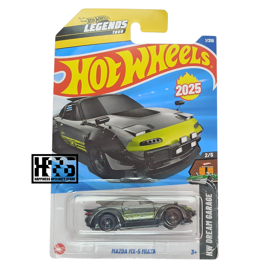Hot Wheels Mazda MX-5 Miata Metalflake Gunmetal Gray 2025 HW Dream Garage 1/64 Die Cast
