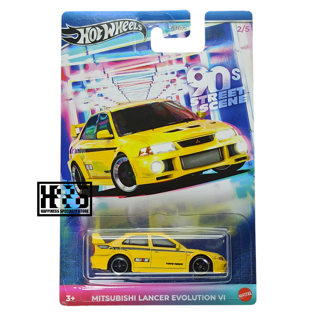 Hot Wheels Mitsubishi Lancer Evolution VI Yellow 2025 Semi-Premium 90s Street Scene 1/64 Die Cast