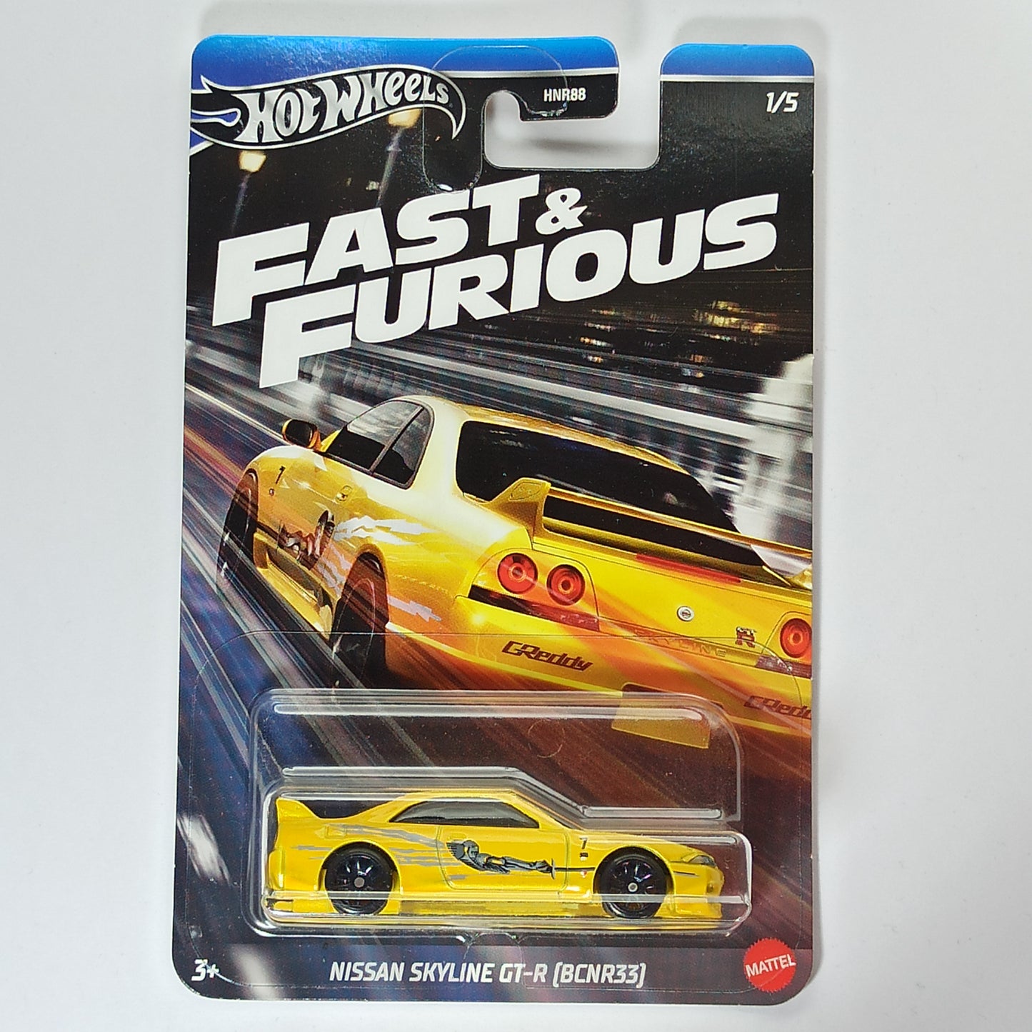 Hot Wheels Nissan Skyline GT-R BCNR33 Yellow 2024 Silver Series Fast and Furious Racing Series 1/64 DIecast