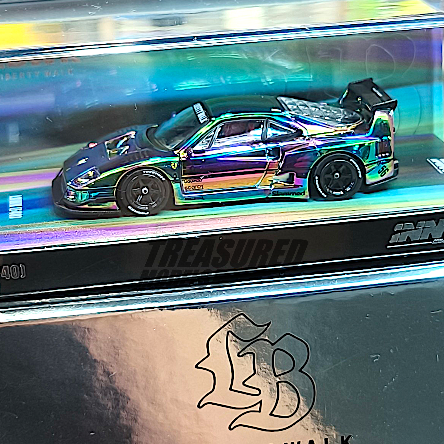 Inno64 Ferrari F40 LBWK Chase Silver Chrome 1/64 Die Cast Inno64 Ferrari F40 LBWK Chase Silver Chrome 1/64 Die Cast