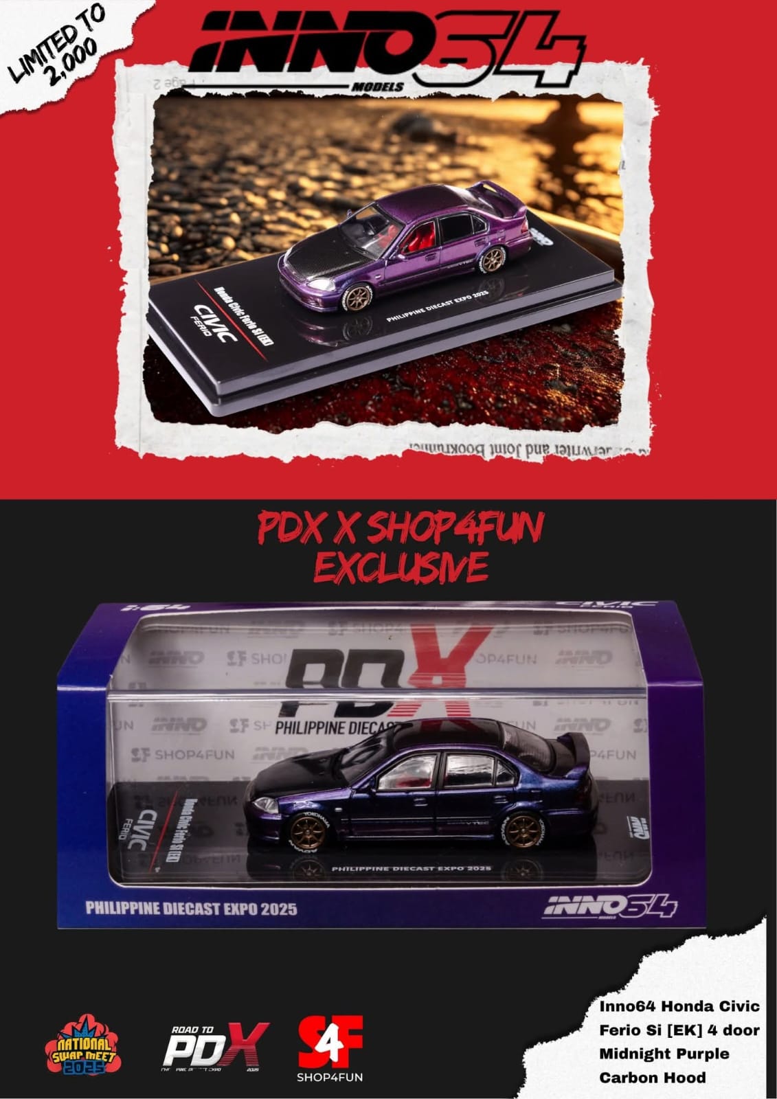Inno64 Honda Civic Ferio Si EK Philippines Diecast Expo PDX2025