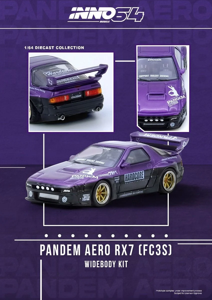 Inno64 Mazda RX7 FC3S Pandem Rocket Bunny Purple IN64-RX7FCP-PB 1/64 Die Cast