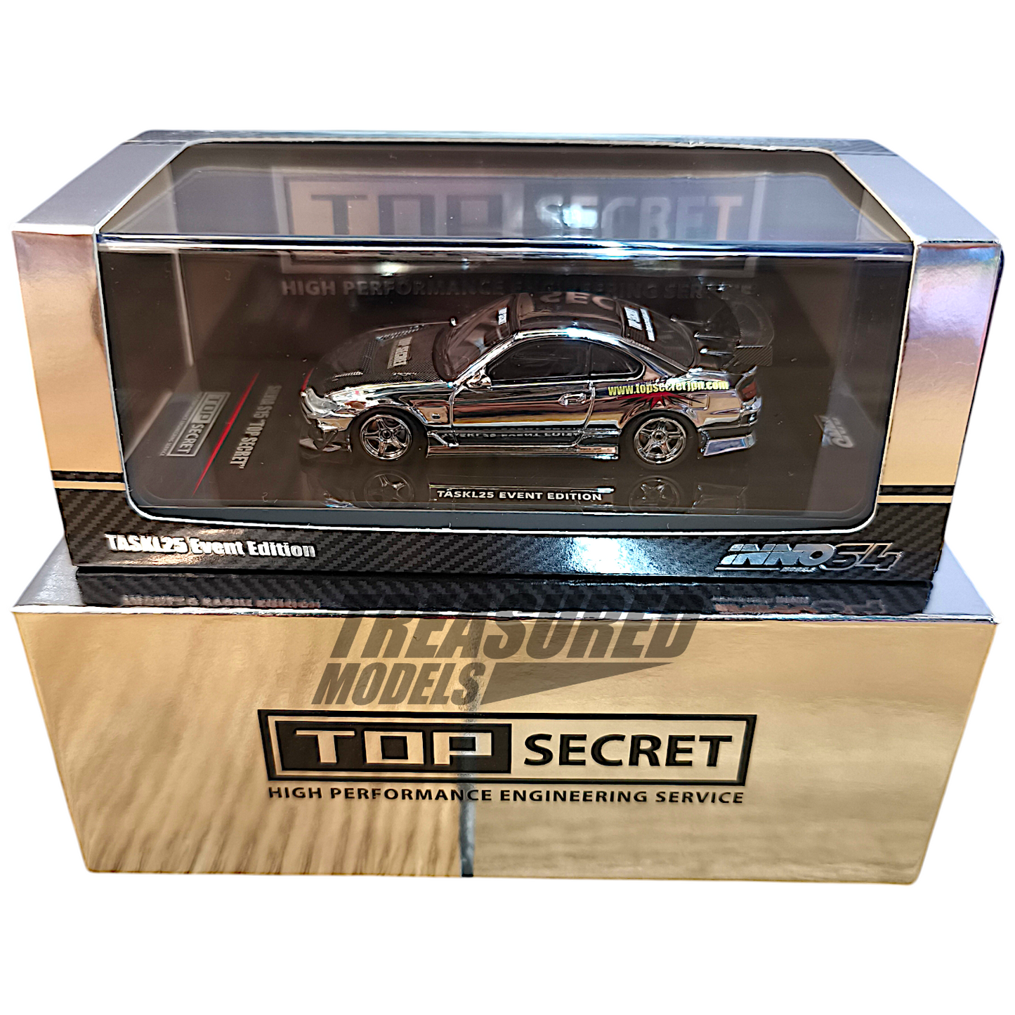 Inno64 Nissan Silvia S15 Top Secret Chrome Silver TASKL 2025 IN64-S15TS-TASKL25 1/64 Diecast