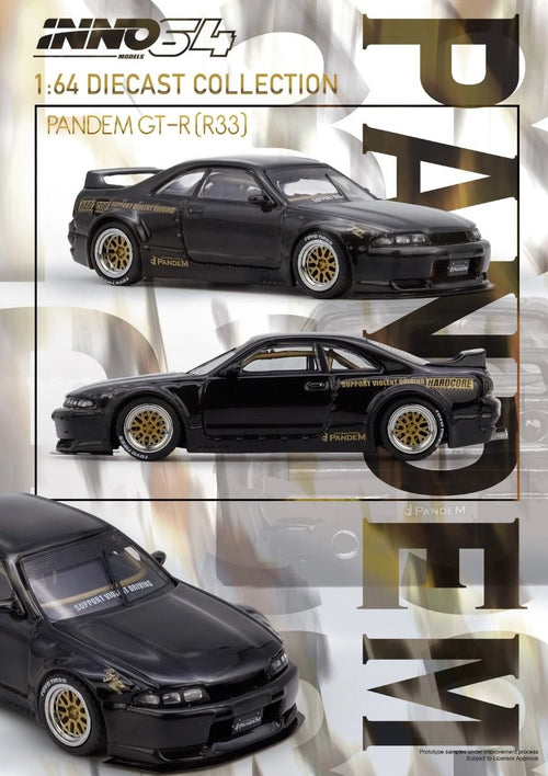 Inno64 Nissan Skyline GT-R BCNR33 Pandem Black IN64-R33P-BLA 1/64 Die Cast