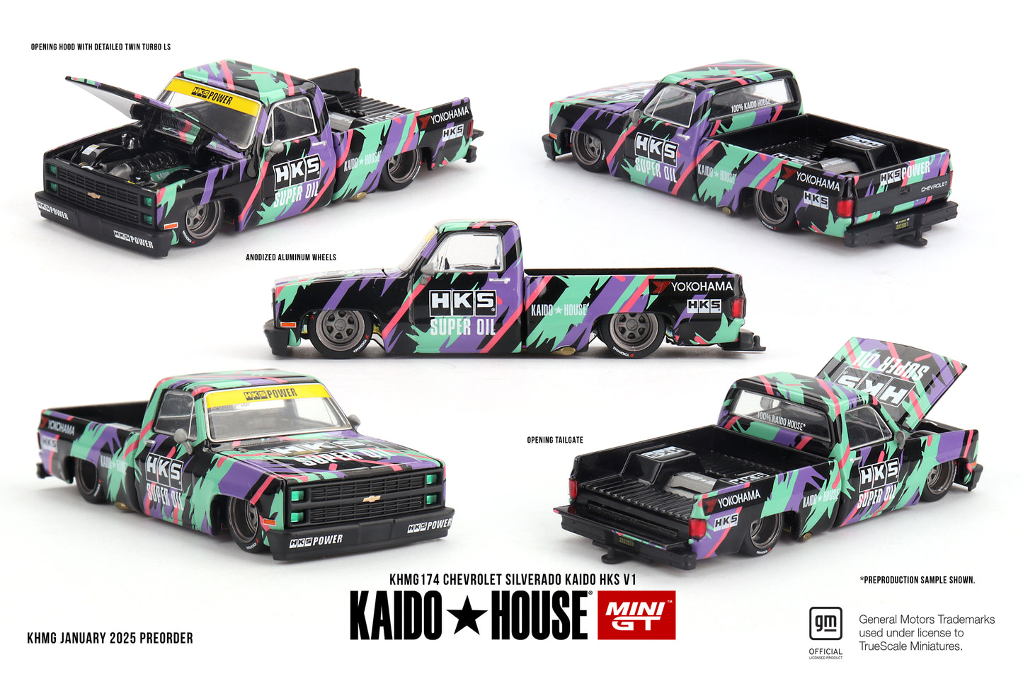 Kaido House Chevrolet Silverado KAIDO HKS V1 KHMG174 1/64 Die Cast