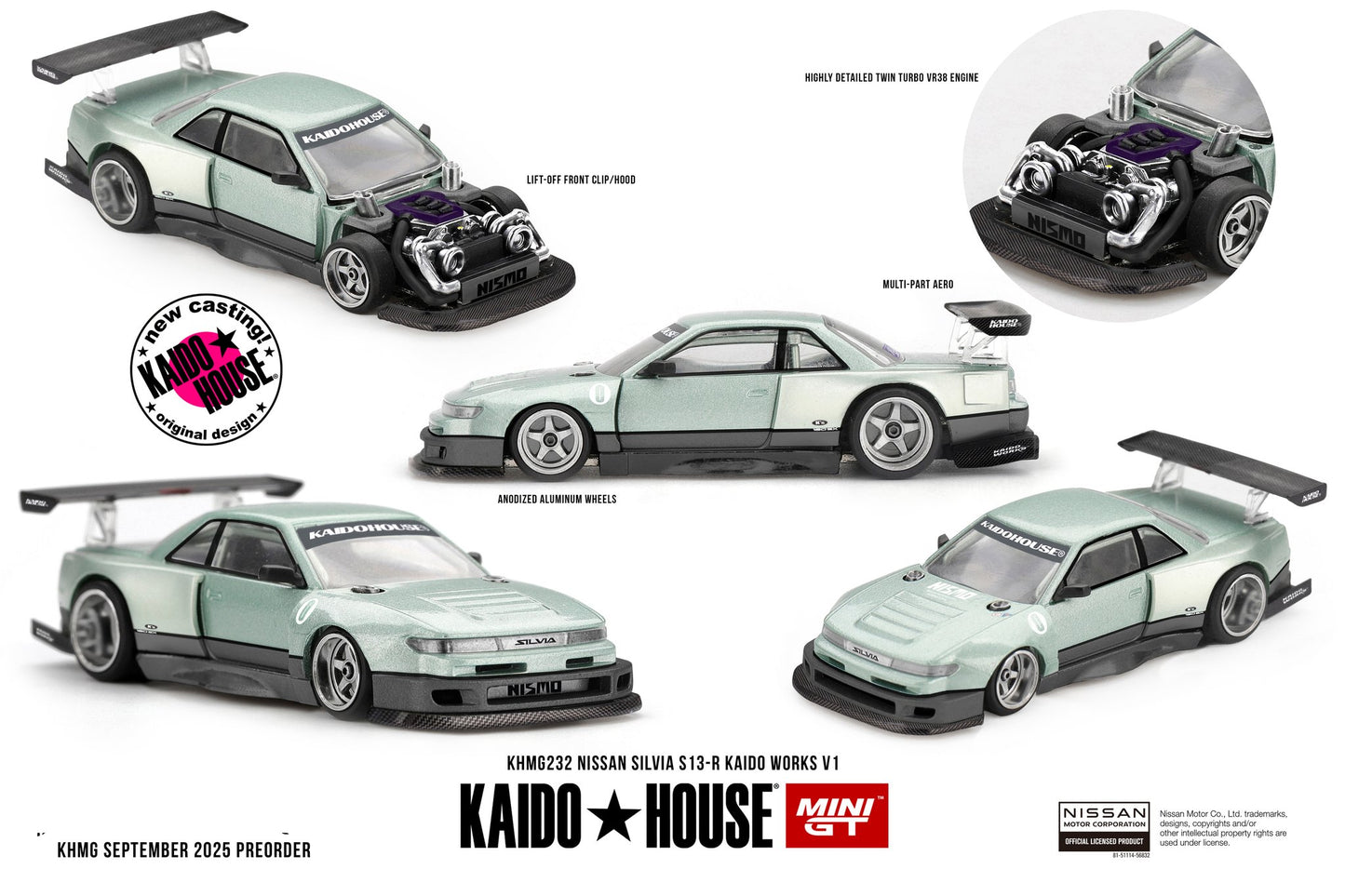 Kaido House Nissan Silvia S13-R Kaido Works V1 KHMG232 1/64 Die Cast