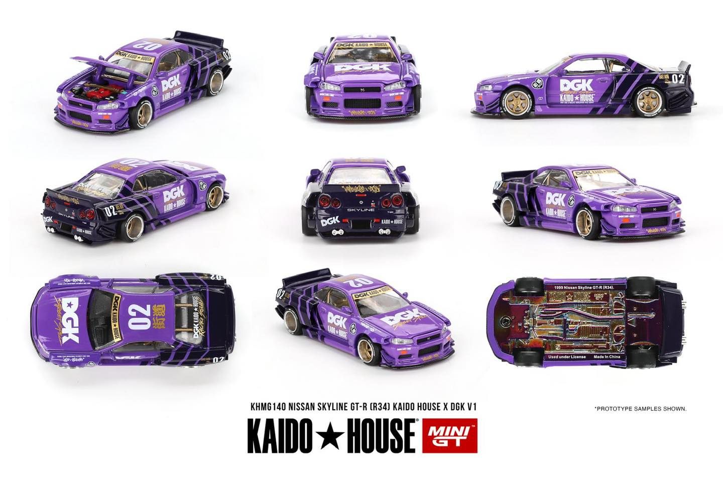 Kaido House Nissan Skyline GT-R (R34) KAIDO HOUSE X DGK V1 KHMG140 1/64 Die Cast