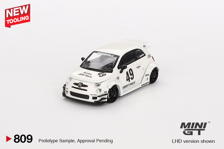 Mini GT LB-Works x Abas Works Abarth 595 Gara White MGT00809 1/64 Die Cast