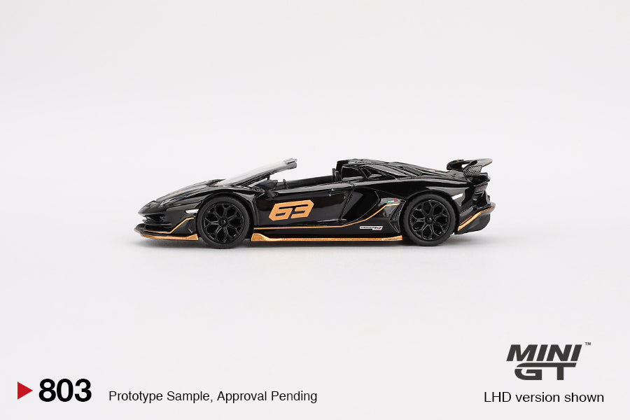 Mini GT Lamborghini Aventador SVJ 63 Roadster Nero Aldebaran MGT00803 1/64 Die Cast