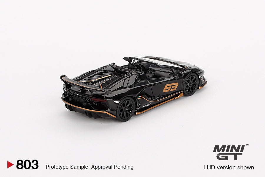 Mini GT Lamborghini Aventador SVJ 63 Roadster Nero Aldebaran MGT00803 1/64 Die Cast