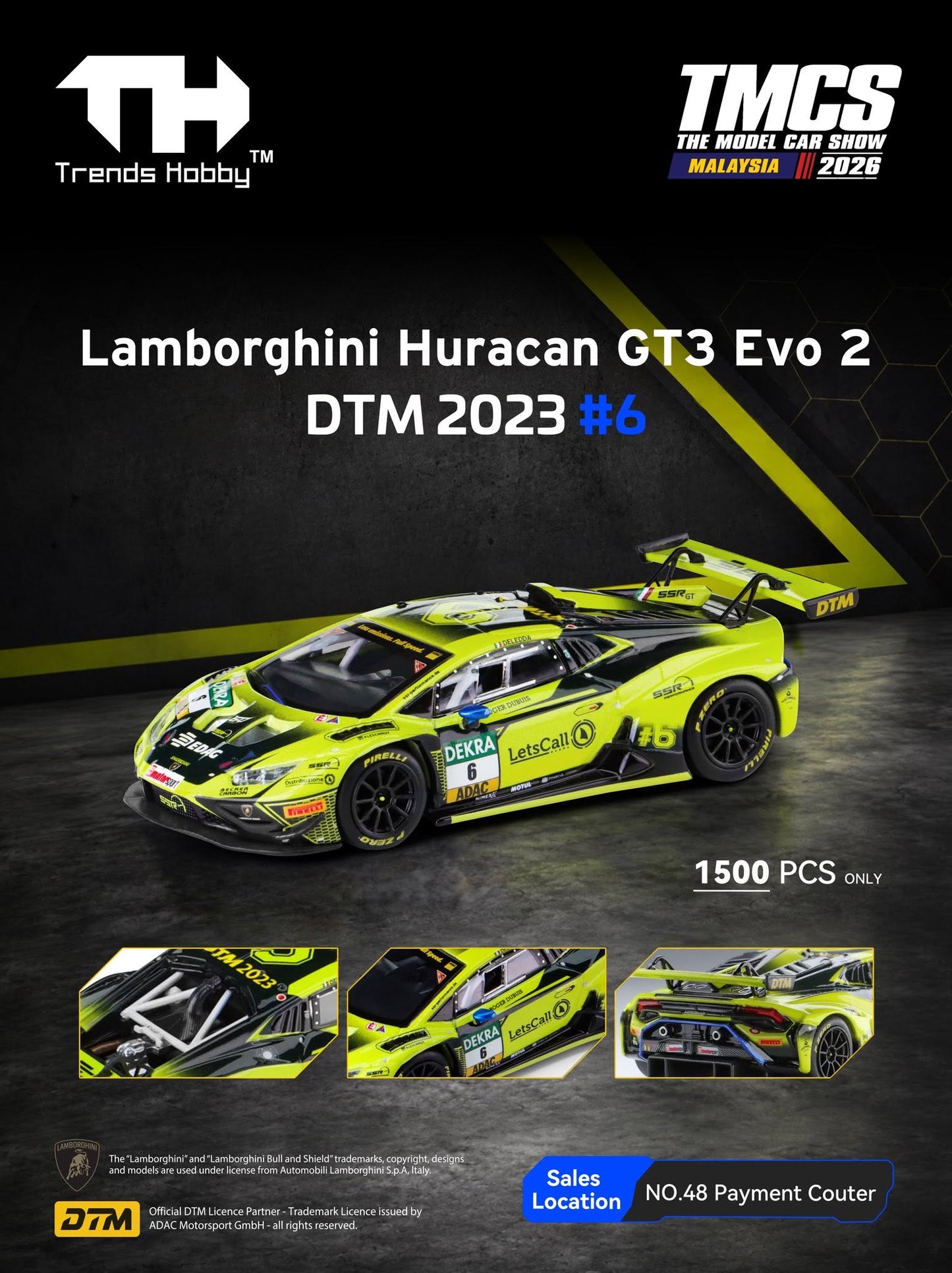 Trends Hobby Lamborghini Huracán GT3 Evo2 #6 TMCS 2026 241083C 1/64 Diecast