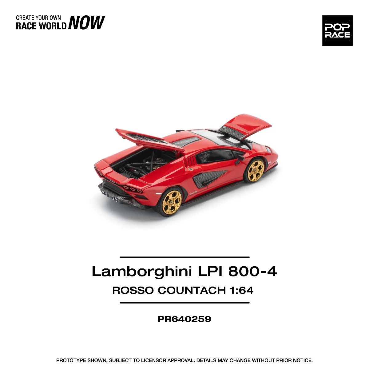 Pop Race Lamborghini LPI 800-4 Rosso Countach PR640259 1/64 Diecast