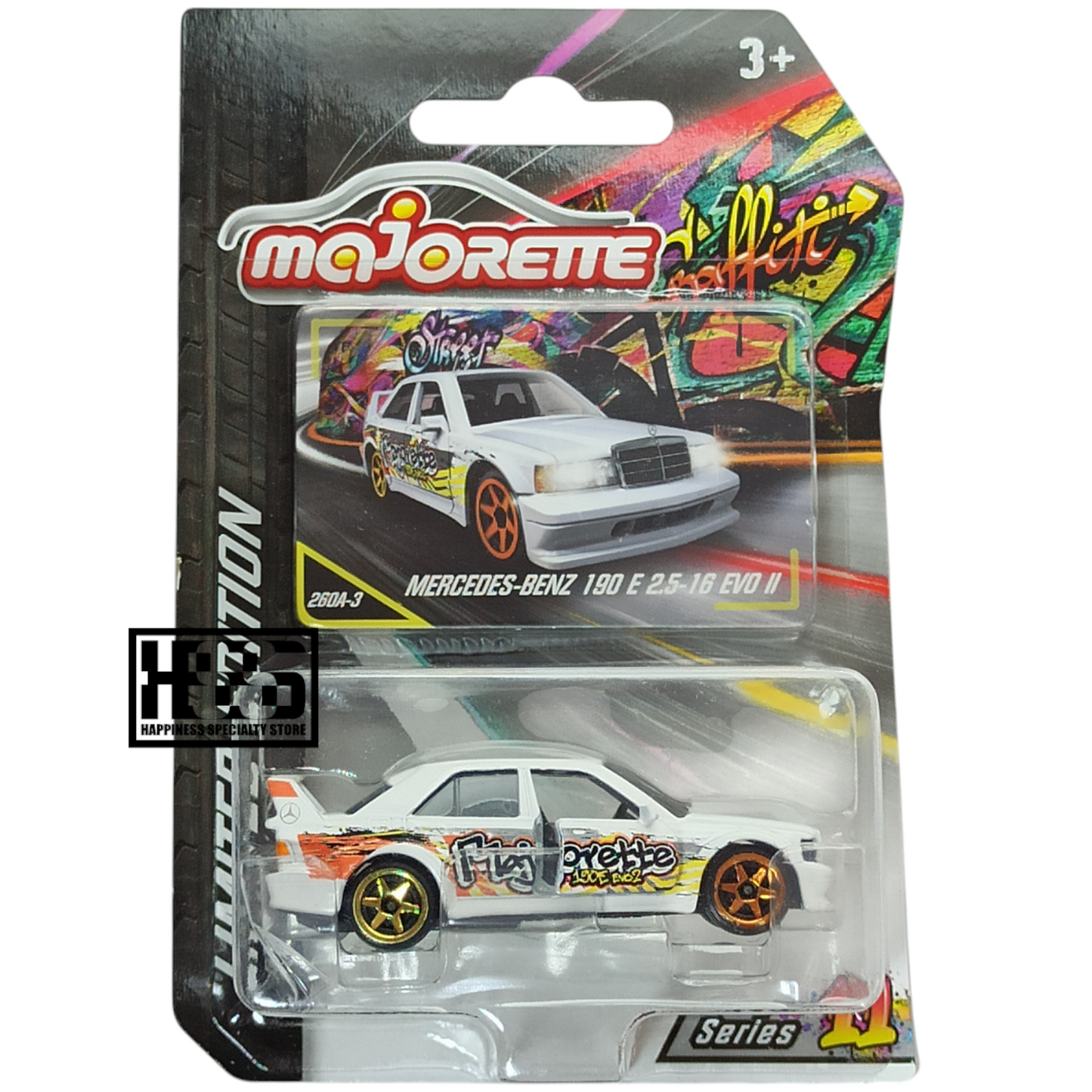 Majorette Mercedes-Benz 190 E 2.5-16 EVO II White Limited Edition Series 11 1/64 Die Cast